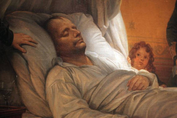 Målning föreställande Napoleons dödsbädd