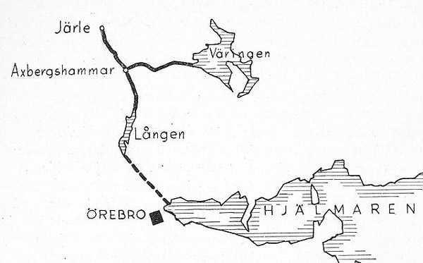 Karta som visar sträckningen av Järle kanal